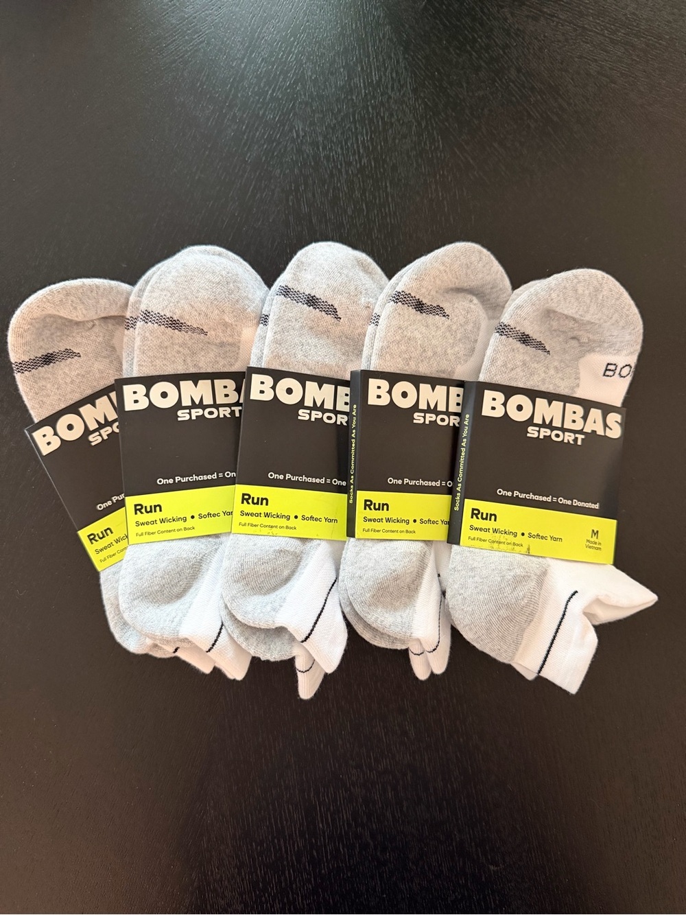 Bombas Women’s Sport Run Low-Cut Socks in White / Light Gray - 5-Pack
